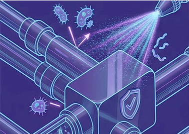 Stainless steel pipes being washed down — JLS hygienic engineering protects against bacteria