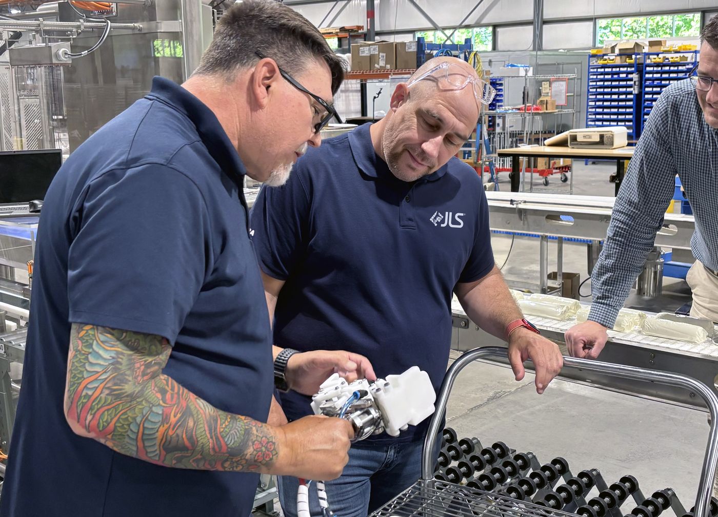 JLS robotic packaging system handling food product during testing in the JLS facility